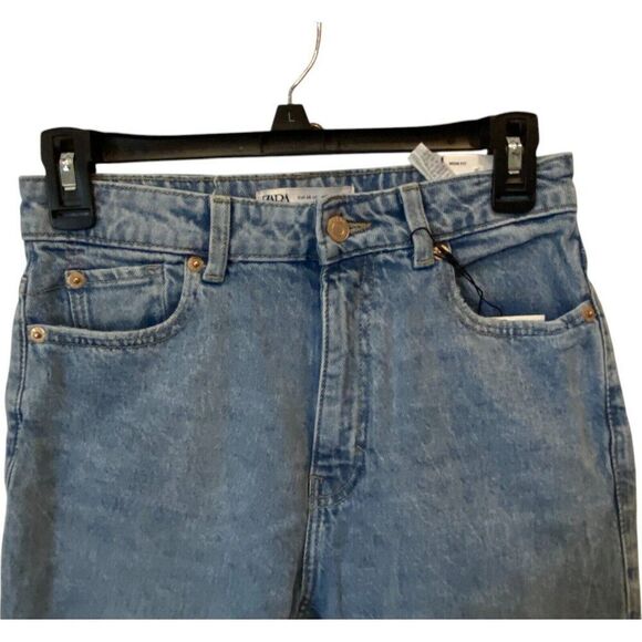 Zara Womens Ankle Mom Fit Jeans EU 36 US 4 Blue Slim High Rise 7223/221 NWT - Picture 5 of 12